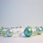 Vintage Bead Choker Necklace Icy Mint Green Marked..