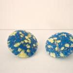 Vintage Sparkly Lucite Earrings Blue And Yellow..