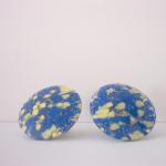 Vintage Sparkly Lucite Earrings Blue And Yellow..