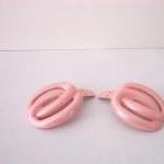 Vintage Metal Shoe Clips Pearly Pink